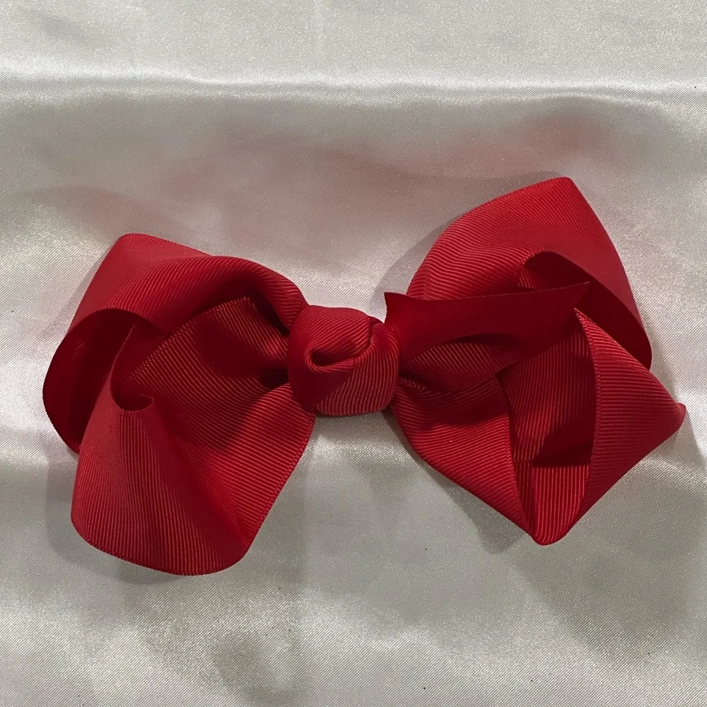 Bright Red Grosgrain Hair Bow Clip- bundle 2+ for shipping savings.